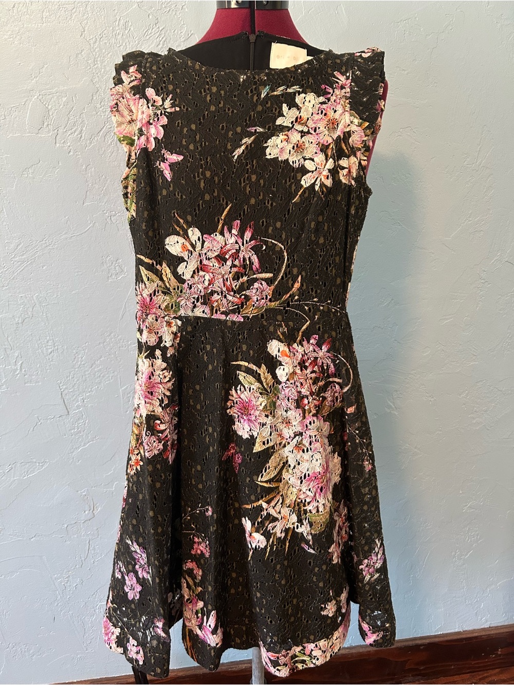 Black Floral Lace Fit & Flare Dress